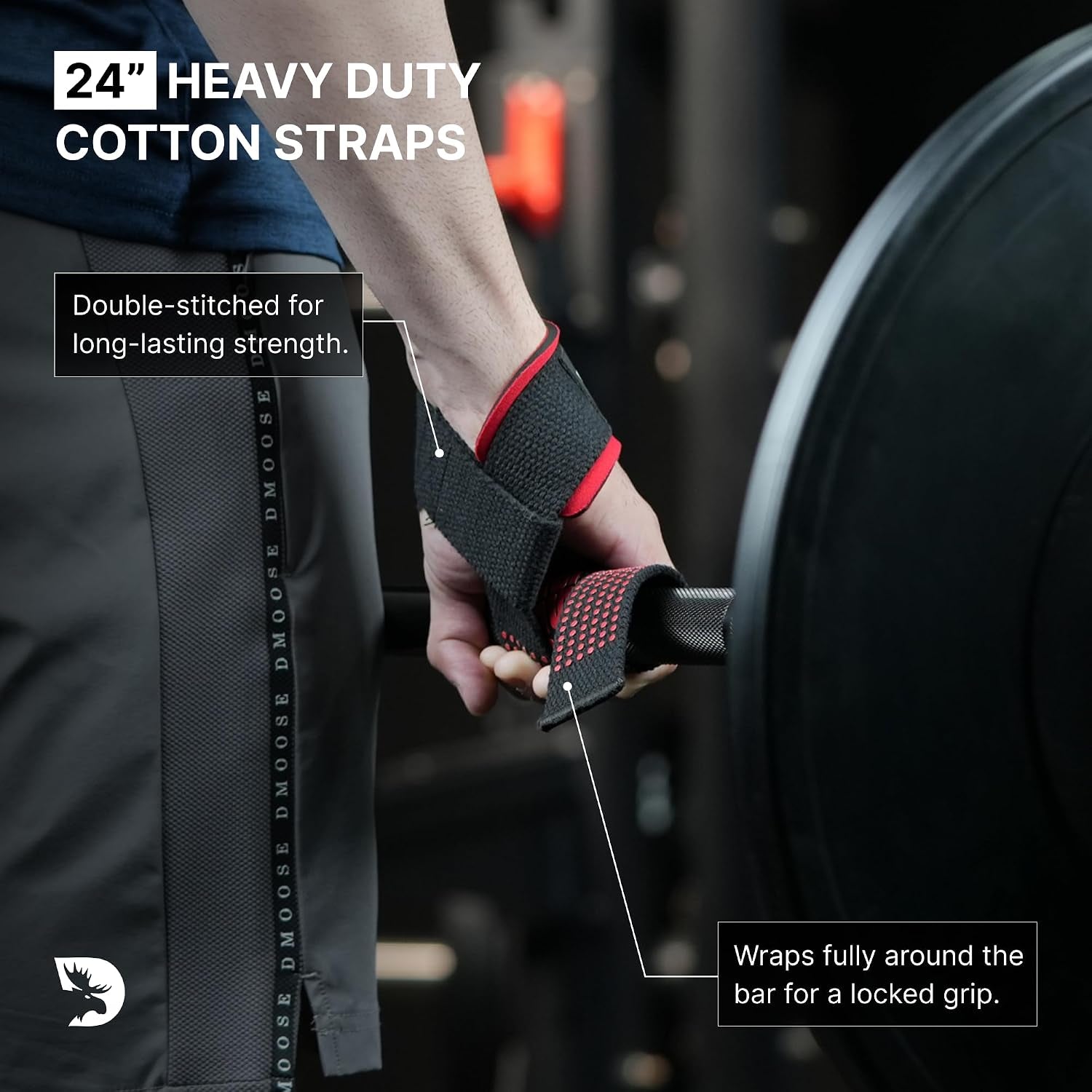 Lifting Straps 24" (Pair) – 5Mm Padded Durable Wrist Straps for Weightlifting & Powerlifting Weights – Cotton Lifting Straps with Silicone Grip for Men & Women – Gym Weight Training