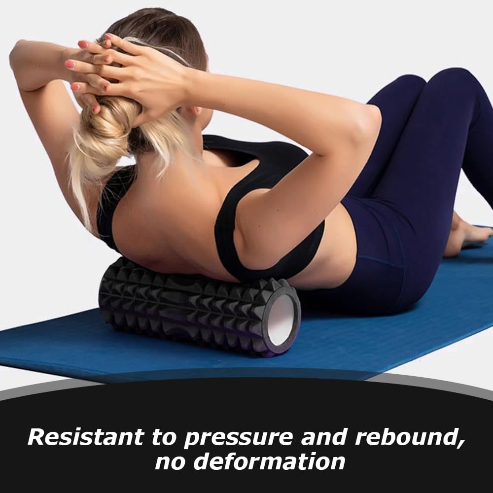 Foam Roller Set,Trigger Point Back Roller,Muscle Roller Stick,Massage Roller,For Physical Therapy Exercise, Half round Foam Roller Yoga Pilates Beginner (Black)