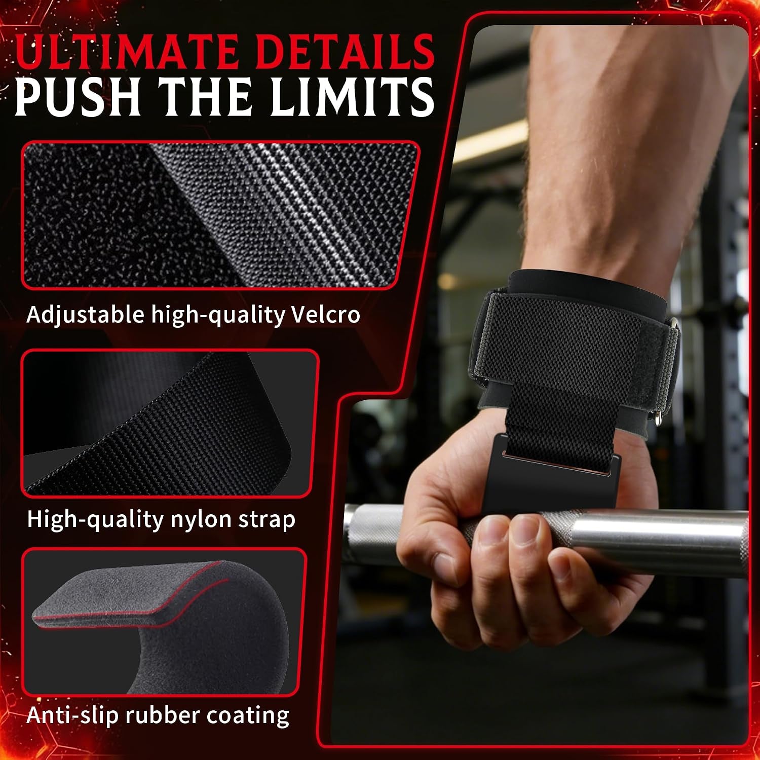 Lifting Straps – Durable Cotton Wrist Straps with Padded Support & Adjustable Ankle Straps for Cable Machine, Deadlifts, Rows & Strength Training