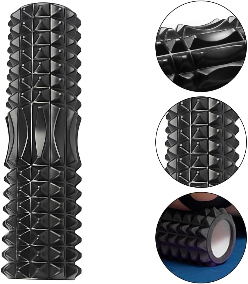 Foam Roller Set,Trigger Point Back Roller,Muscle Roller Stick,Massage Roller,For Physical Therapy Exercise, Half round Foam Roller Yoga Pilates Beginner (Black)