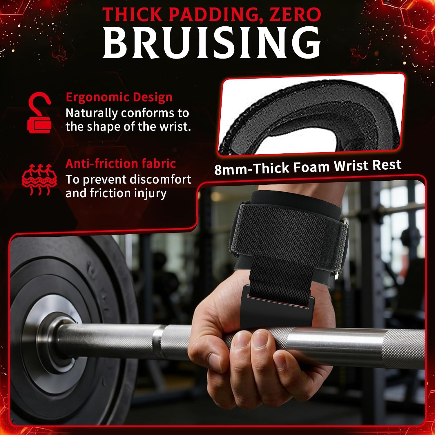 Lifting Straps – Durable Cotton Wrist Straps with Padded Support & Adjustable Ankle Straps for Cable Machine, Deadlifts, Rows & Strength Training