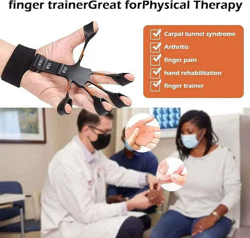 Grip Strength Trainer Finger Strengthener-Hand Strengthener 3 Resistant Level Exerciser-Adjustable Hand for Therapy