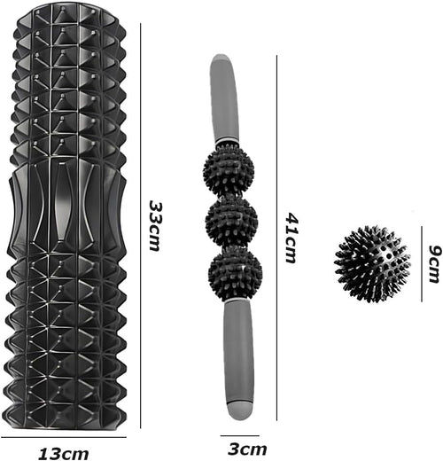 Foam Roller Set,Trigger Point Back Roller,Muscle Roller Stick,Massage Roller,For Physical Therapy Exercise, Half round Foam Roller Yoga Pilates Beginner (Black)